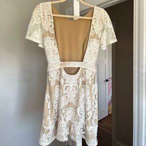 For love and lemons nude illusion lace low back mini dress
